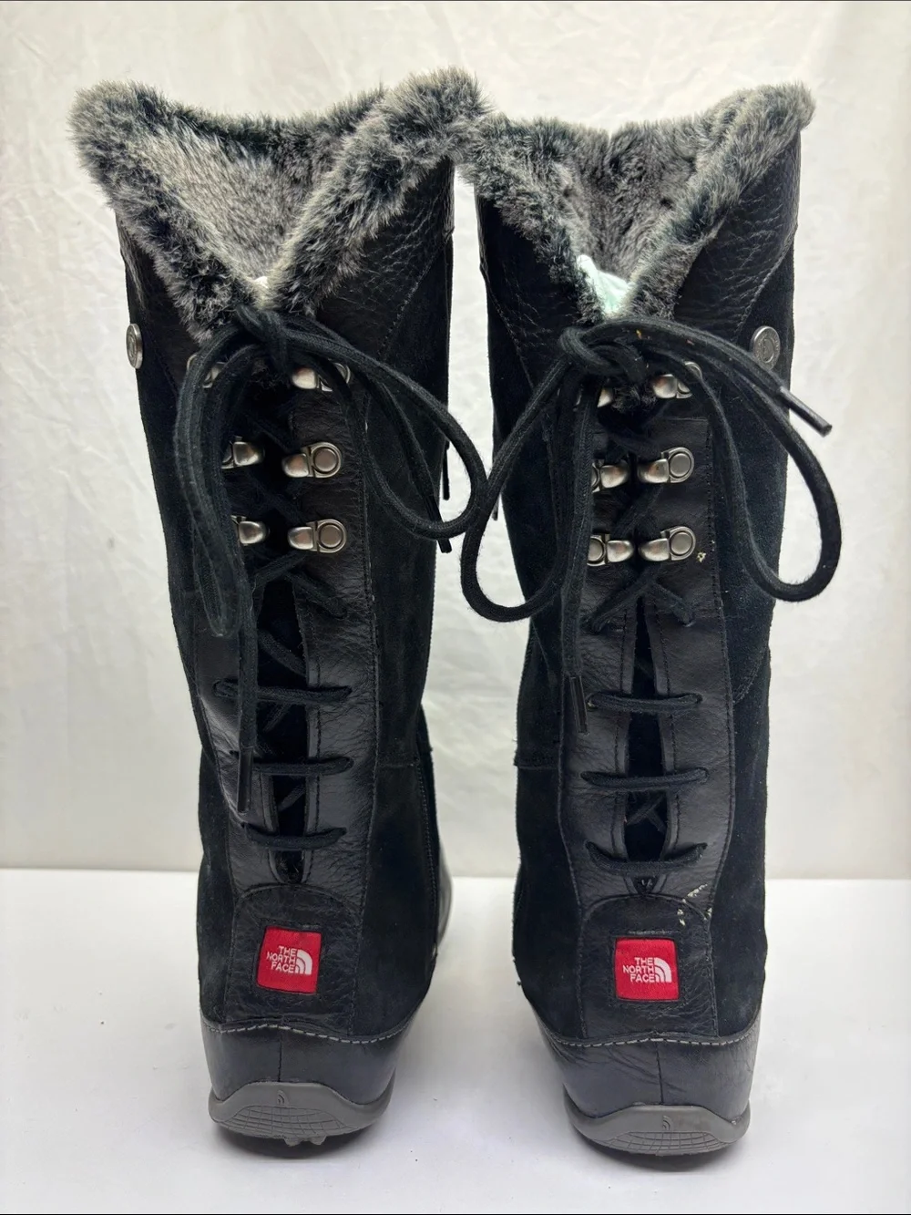 The North face Women's Black Suede Fur-Trim Winter Boots, SZ 8